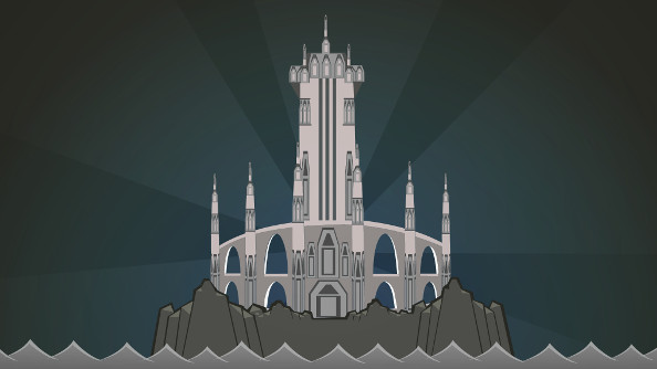 A gray mage tower in a simple cartoon style.