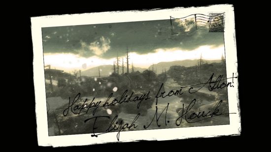 A holiday postcard from Alton, IL, a new location thanks to one of the best Fallout 3 mods.