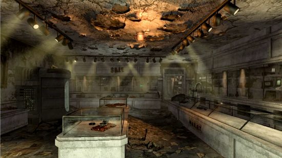 The inside of a shop with the DC Interiors mod, one of the best Fallout 3 mods, installed.
