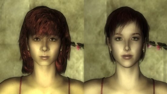 A side by side image of Cherry from Fallout 3, before and after the application of the Redesigned Project Beauty mod, one of the best Fallout 3 mods.
