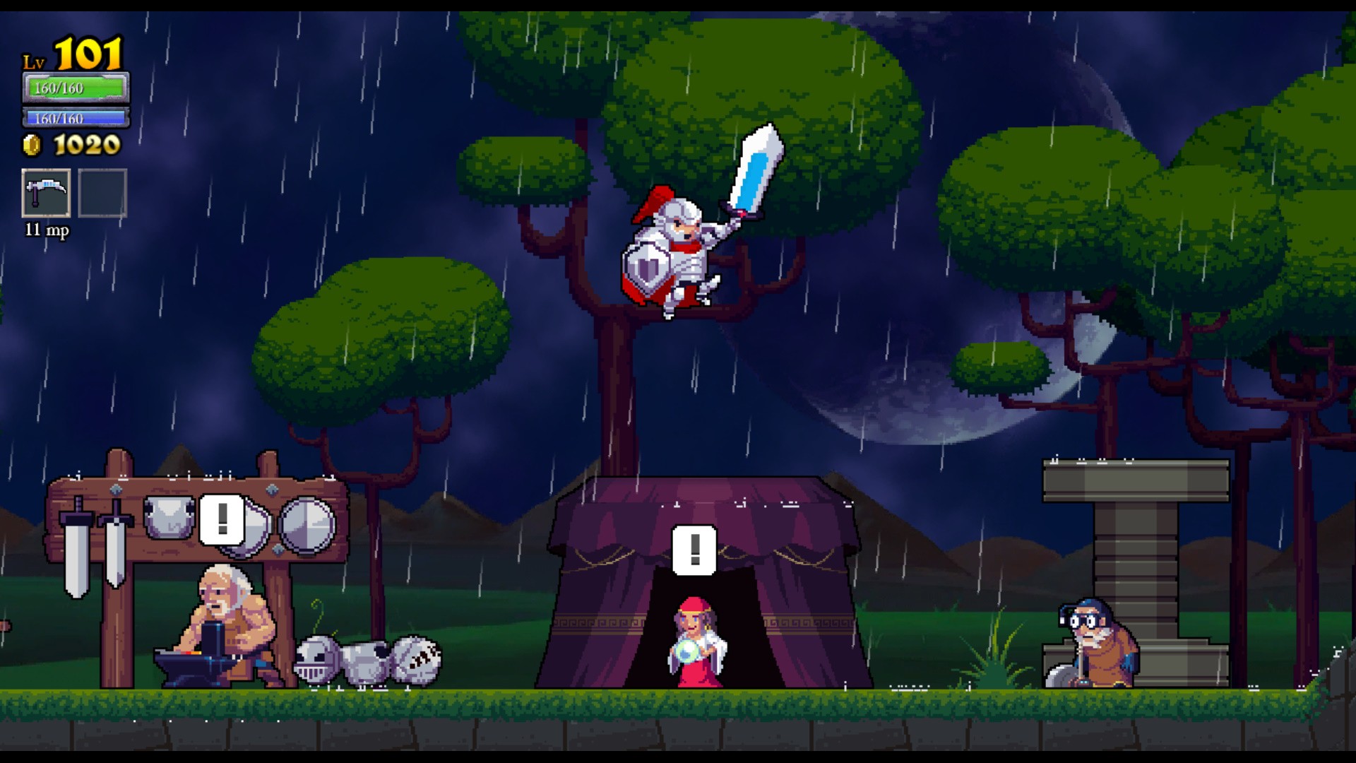 A knight jumps triumphantly into the air in one of the best laptop games, Rogue Legacy