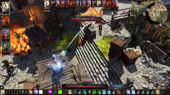 En İyi Tek Oyuncu Oyunları - İlahi Orijinal Günah 2: Savaş sırasında bir Magister Swordist ustasını hedefleyen bir oyuncu karakterinin oyun içi ekran görüntüsü