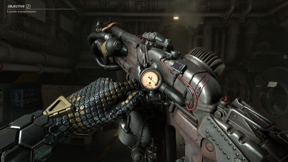 Inspecting a new powerful weapon in our Wolfenstein 2: The New Colossus review