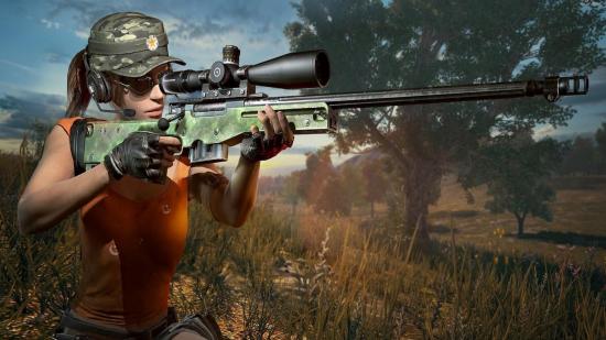 A sniper takes aim in PlayerUnknown's Battlegrounds, one of the best sniper games