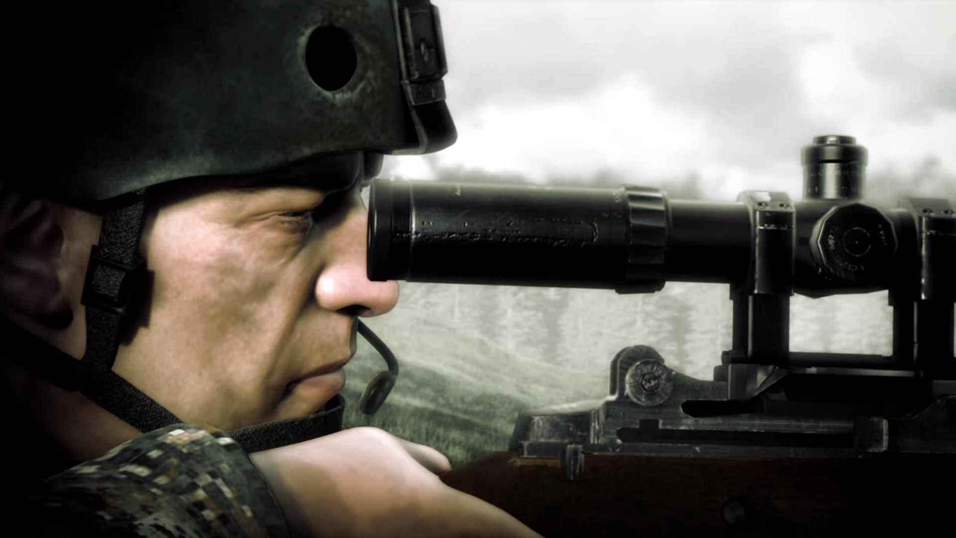 Une vue de profil d'un tireur d'élite visant dans l'un des meilleurs jeux de tireur d'élite, Operation Flashpoint: Dragon Rising