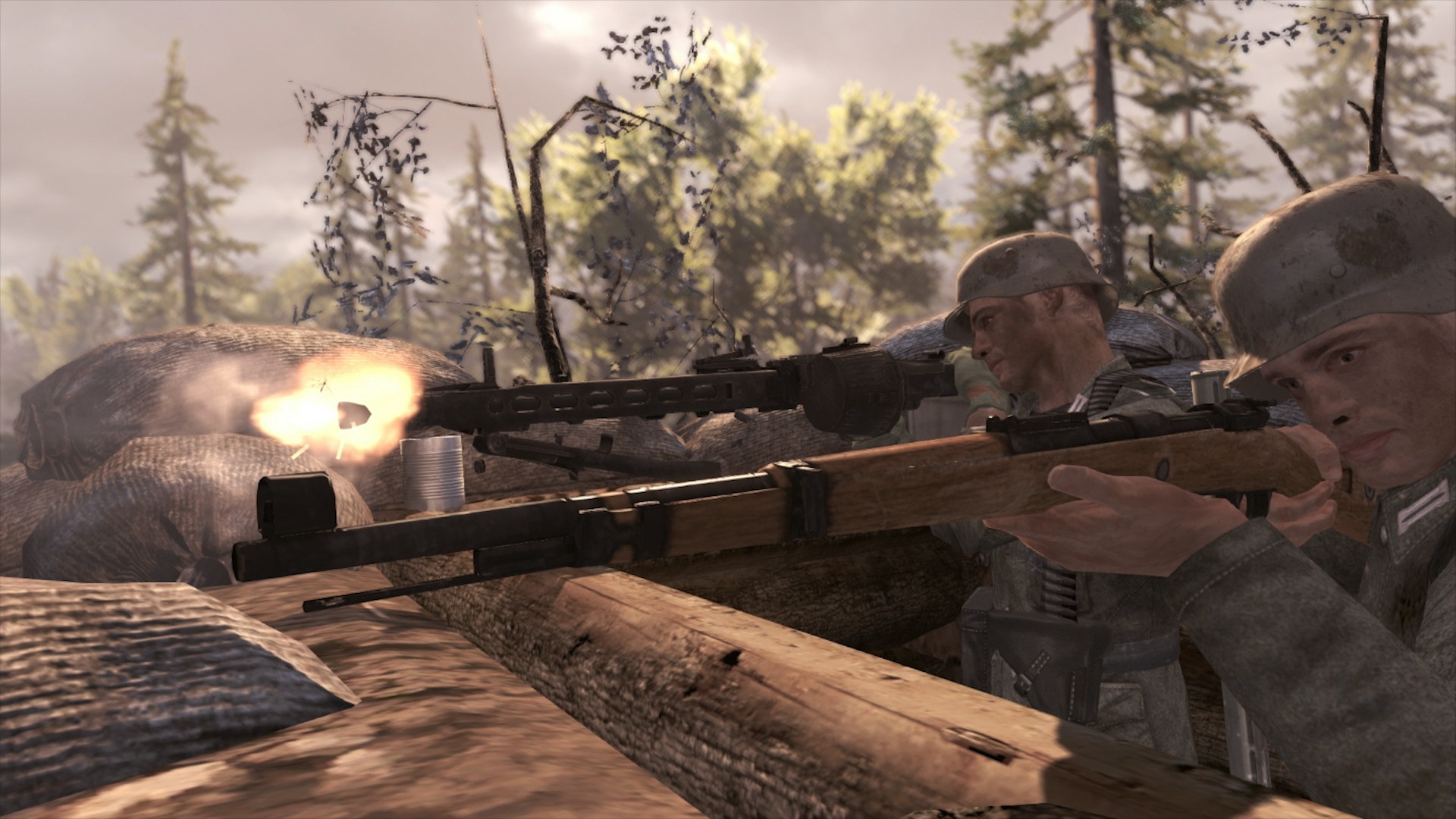 Best WW2 games: Red Orchestra 2. Image shows two soldiers with guns. They are firing them.