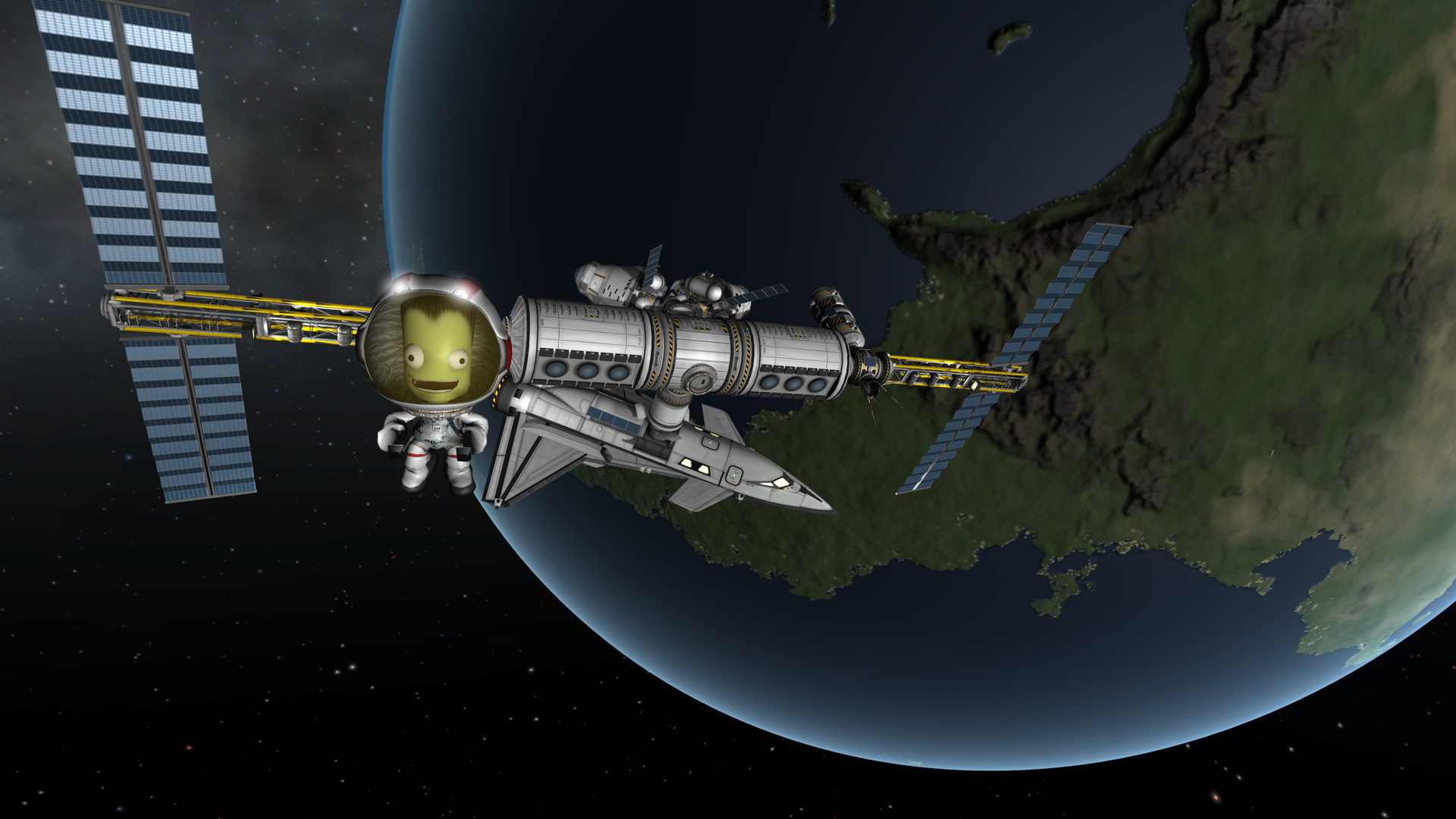 Best space games: Kerbal Space Program - image shows a Kerbal out in space.