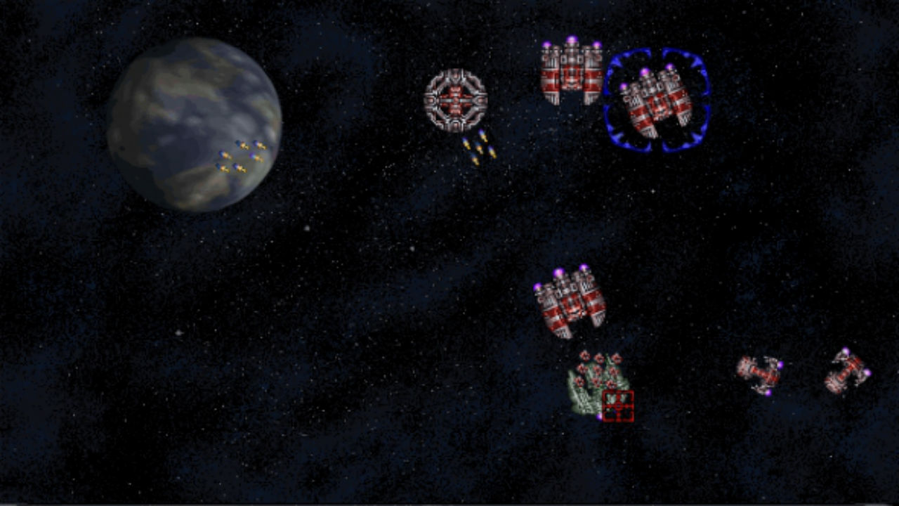 Best space games: Master of Orion. Image shows a number of spaceships flying around near a planet.