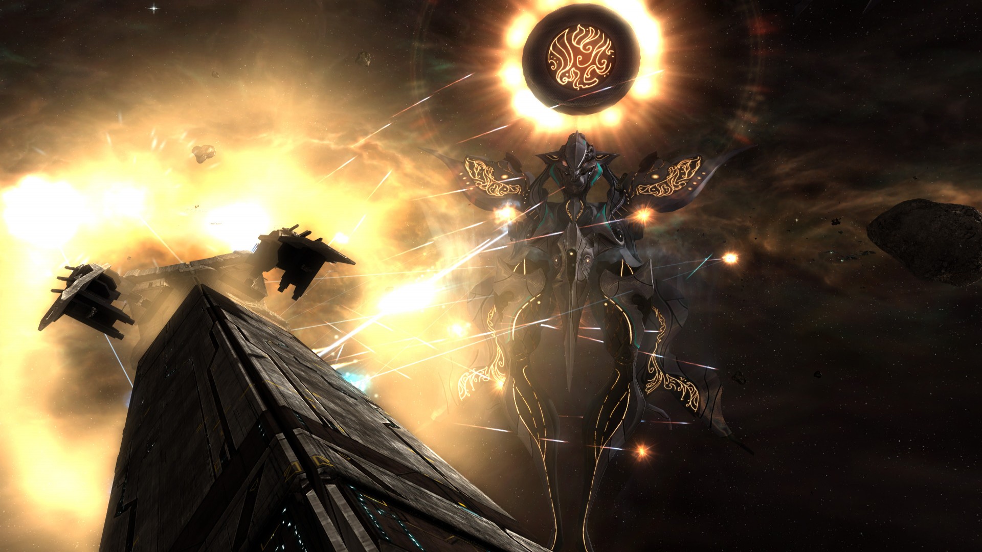 Best space games: Sins of a Solar Empire: Rebellion. Image shows ships fighting in the depths of space.