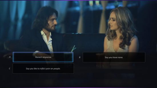 super seducer screenshot with dialogue options between a man and a woman