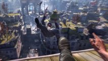 An enemy is kicked off a building in Dying Light 2
