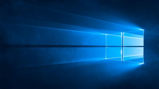 Windows 10 desktop background with light shining through a glass window