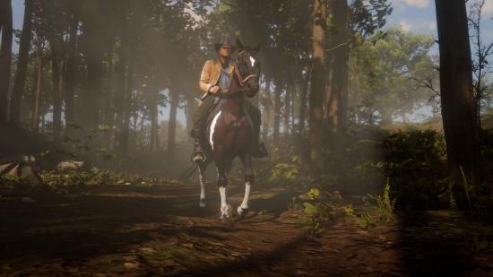 A cowboy riding a horse in Red Dead Redemption 2
