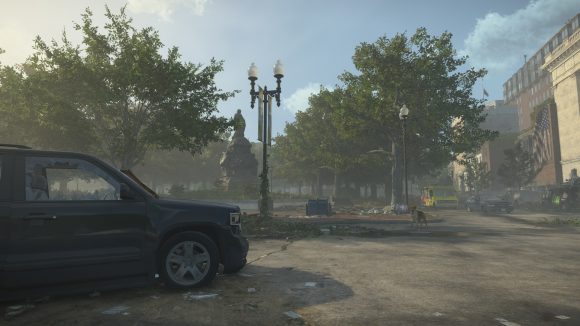 The division 2 dog and statue