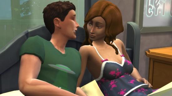 Sims 4 sex mods: two Sims cuddle together after Woohoo
