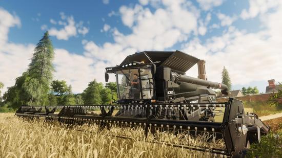 A combine harvester in action