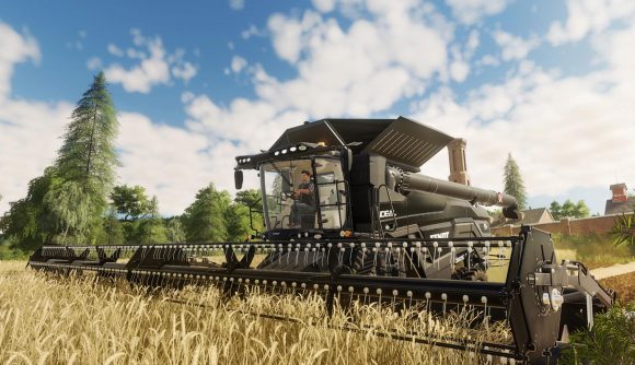 A combine harvester in action