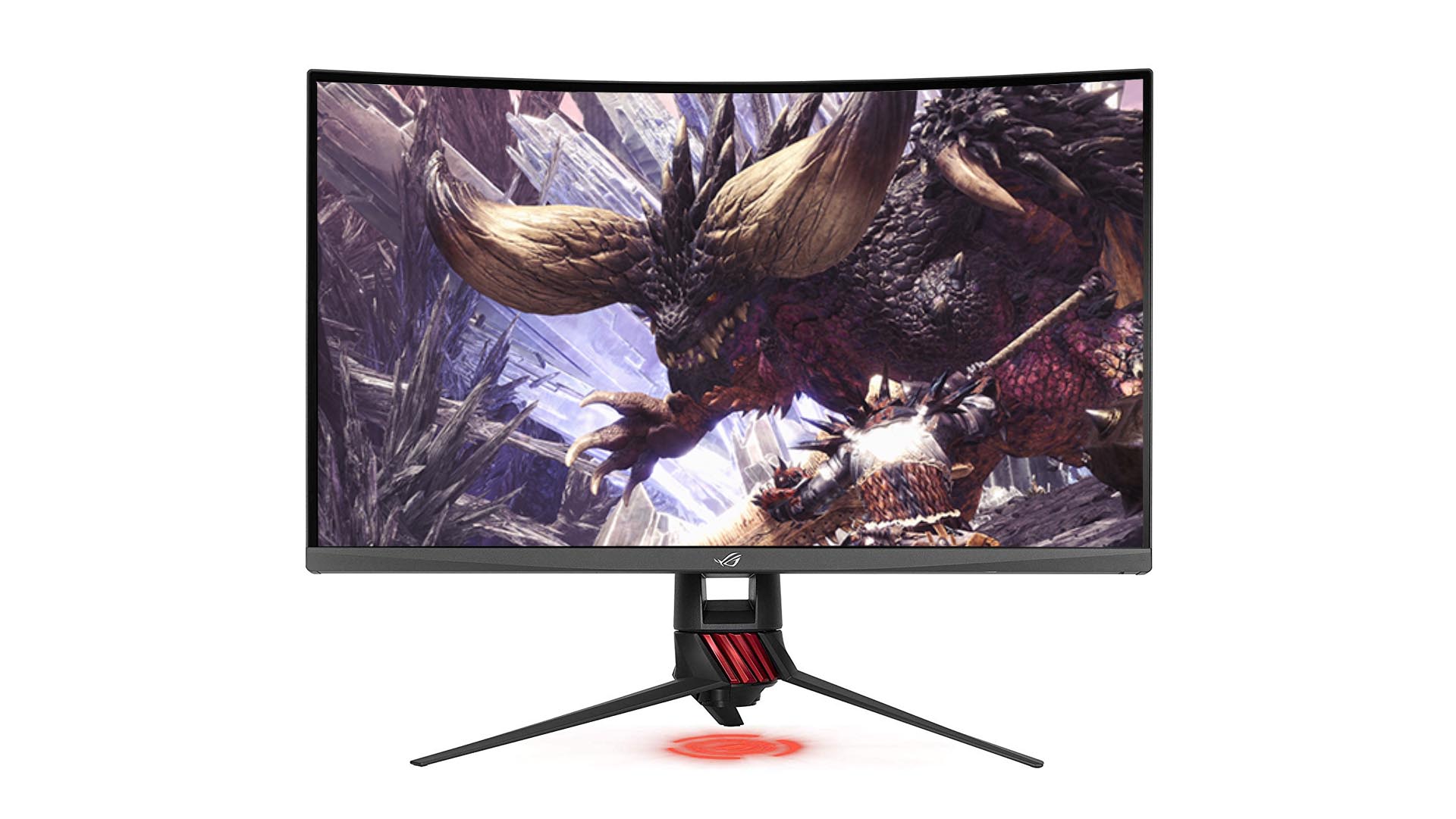 Asus ROG Strix XG32VQR gaming monitor against a white background
