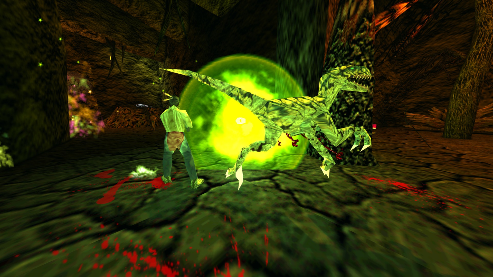 An irradiated looking dragon in one of the best Dinosaur games, Turok/Turok 2