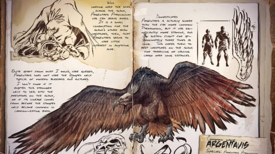 One of the best Ark dinos is the Argentavis, as shown in this journal.