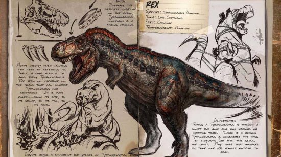 Uno dei migliori Dinos di Ark è il T-Rex, come mostrato in questo diario