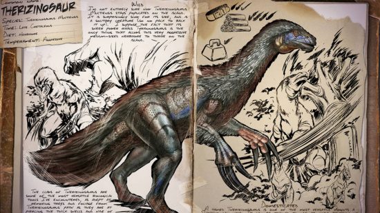 One of the best Ark dinos is the Therinzinosaur, as shown in this journal.