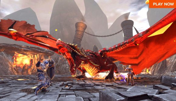 Best MMORPG games: Neverwinter. Image shows a fierce dragon.