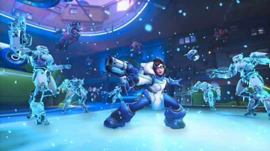 Mei dancing on ice surrounded by enemies