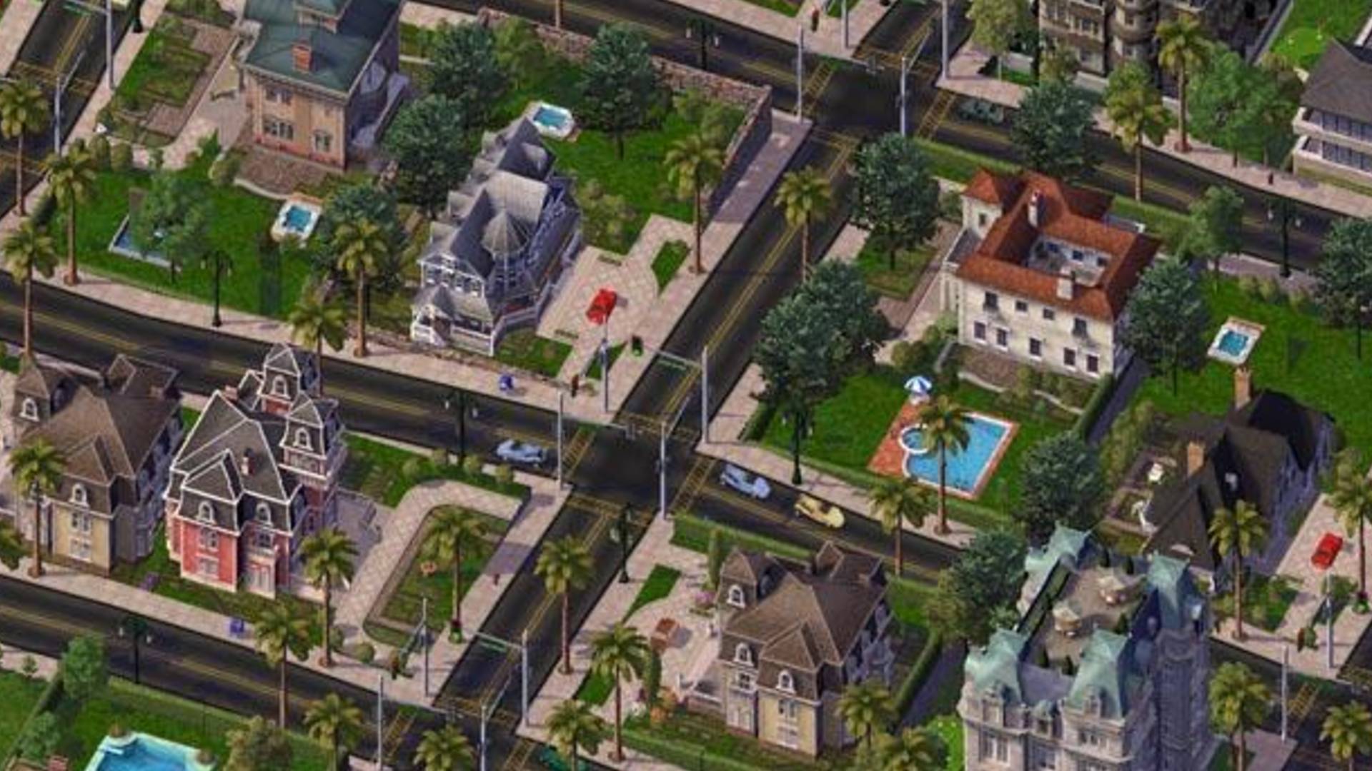 Najlepsze gry budujące miasta: Simcity 4. Obraz pokazuje zamożny krajobraz podmiejski