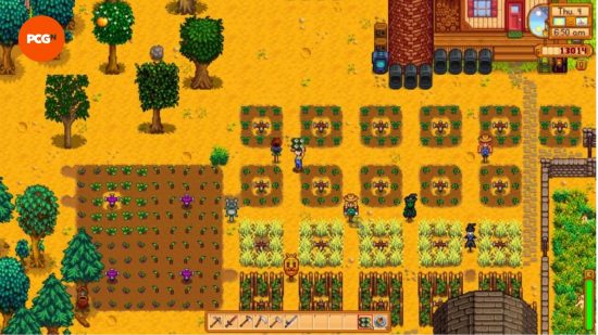Make money fast in Stardew Valley: an image showing preserve farming