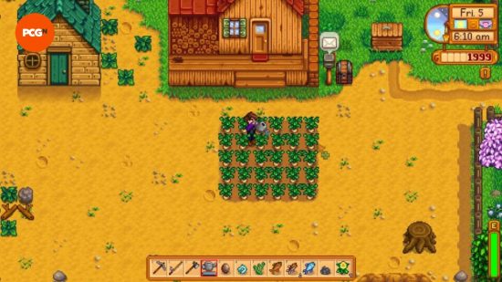 Stardew Valley money: watering can in spring for your first crops