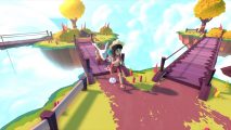 A tamer running around with a Temtem