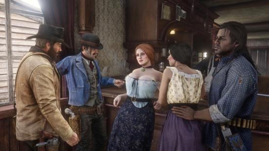 RDR2 sex workers in a saloon
