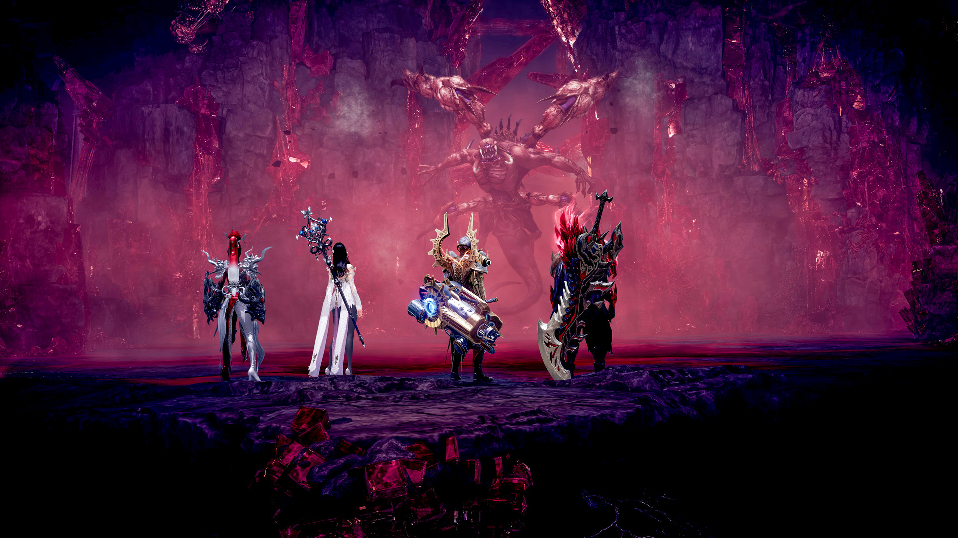 Des jeux comme Diablo: quatre héros se préparent à affronter un monstre dans Lost Ark
