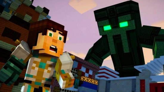 Speculatie over de releasedatum van Minecraft 2: afbeelding toont Jesse en een schurk uit de interactieve Minecraft Story Mode-serie
