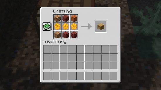 Minecraft honey and honeycomb uses: A crafting grid shows the recipe for a Minecraft beehive