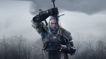 CD Project third IP: Geralt unsheathes a sword emblazoned with glowing orange runes in a piece of Witcher 3 promotional artwork