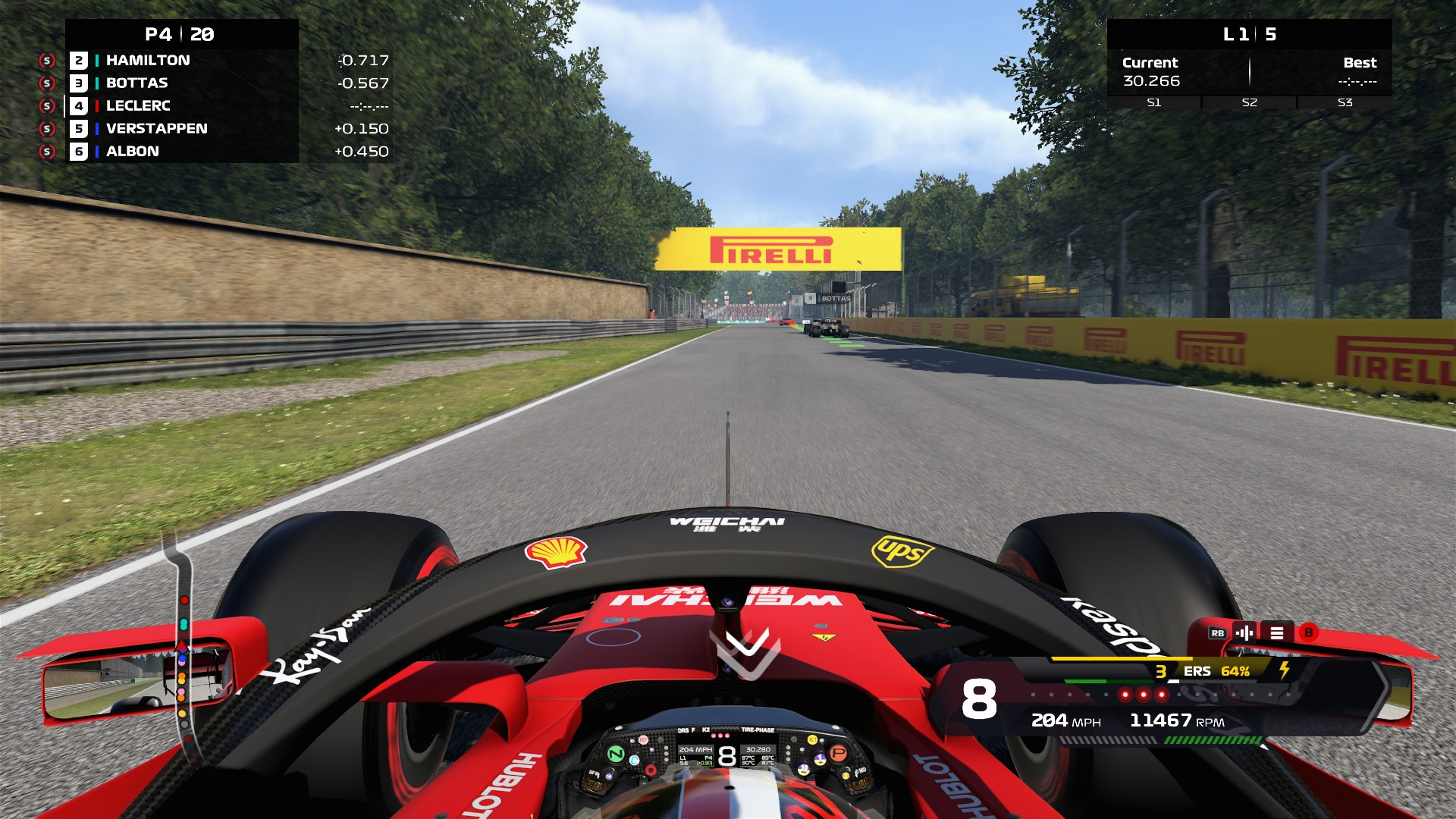 Best simulation games: F1 2020. Image shows a car driving along from the drivers' perspective.