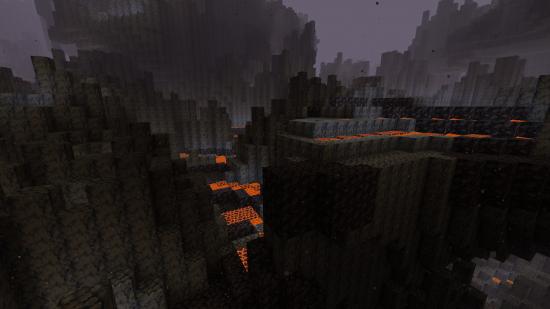 Minecraft Blackstone: Delta Biome หินบะซอลต์ที่เต็มไปด้วยแบล็กสโตน