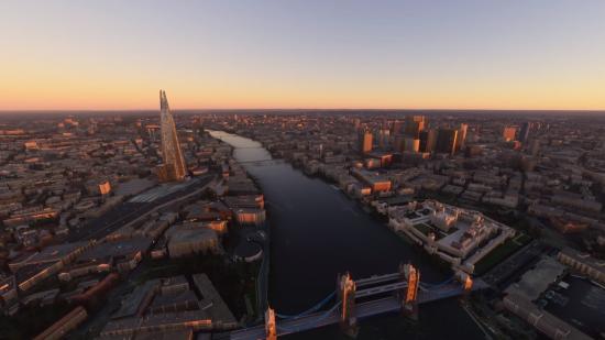 The city of London in Microsoft Flight Sim