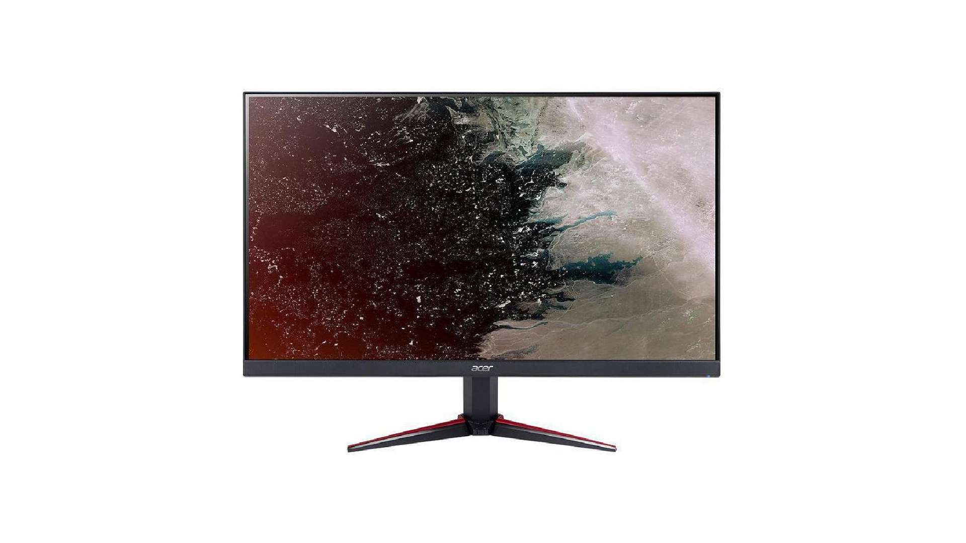 The Acer Nitro VG240Y gaming monitor looks ahead at product photos against a white background.