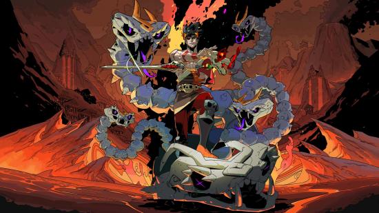 Best indie games: Hades. Image shows the game's protagonist and a many-headed beast.