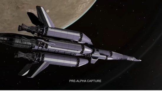 Kerbal Space Program 2 release date - one of the Kerbal spaceships with several rocket thrusters.