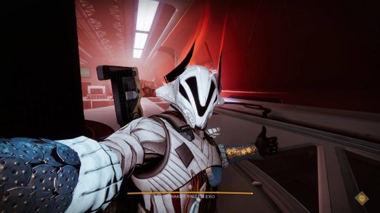 Destiny 2 Beyond Light raid: a futuristic soldier takes a selfie.