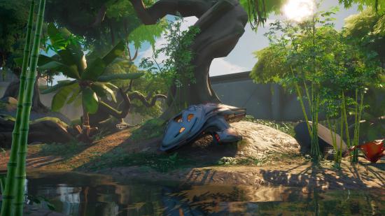 The mysterious pod in Fortnite is found by a tree, abandoned and surrounded by swamp.