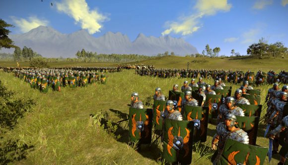 Roman legionaries in Brutii green in a field