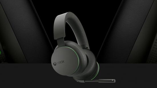 Microsoft's grey Xbox Wireless Headset with a speaker plate that rotates