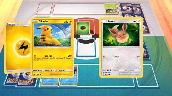 Game Terbaik Seperti Pokémon - Pikachu dan Eevee di medan perang di satu -satunya game PC Pokemon, game kartu perdagangan Pokemon online