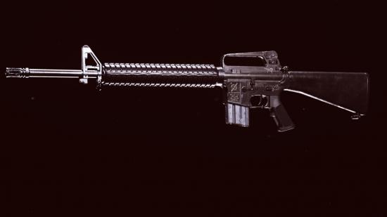 The stock M16 tactical rifle from Call of Duty Black Ops Cold War in Call of Duty Warzone's preview weapon menu