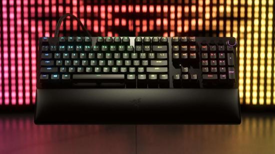 Black keyboard with colourful RGB-backlit keys